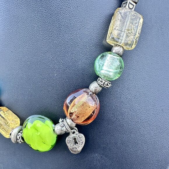 Evil Eye Art Glass Lampwork Beaded Charm Necklace Choker Vintage Jewelry 15” - Picture 5 of 6